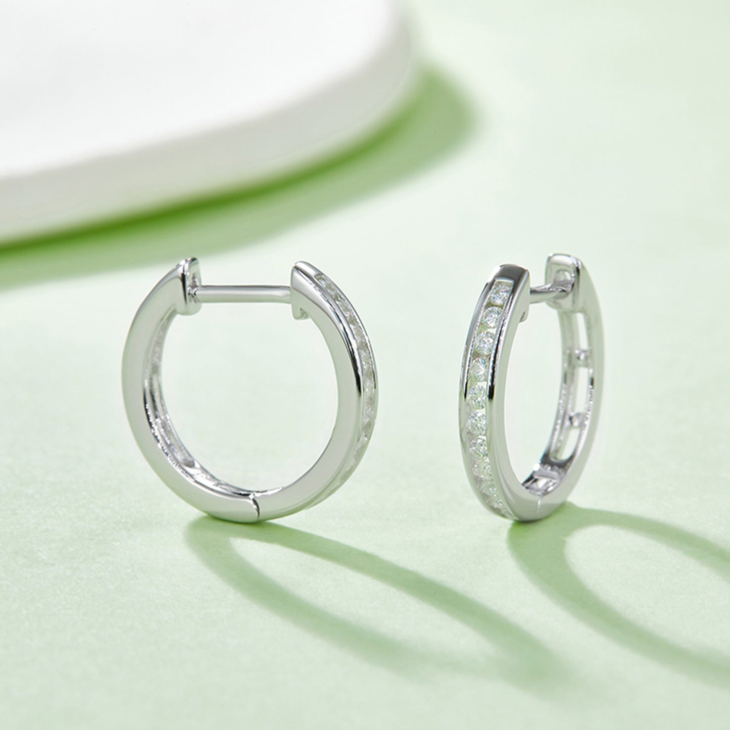 Stacey B's Moissanite 925 Sterling Silver Huggie Earrings