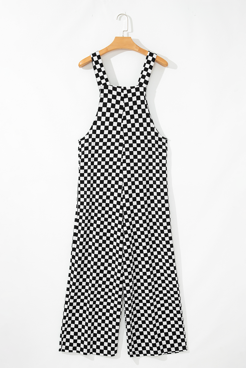 Stacey B's Black Checkered Print Pocketed Wide Leg Jumpsuit