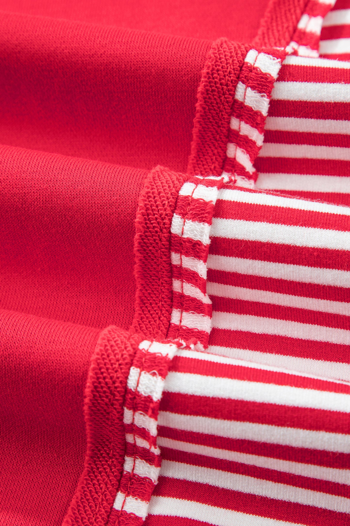Stacey B's Racing Red Striped Patchwork Sleeve Colorblock Sweatshirt