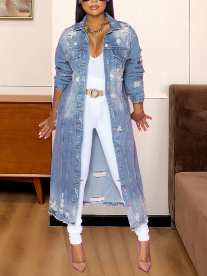 Stacey B's Long Sleeve Raw Hem Denim Jacket