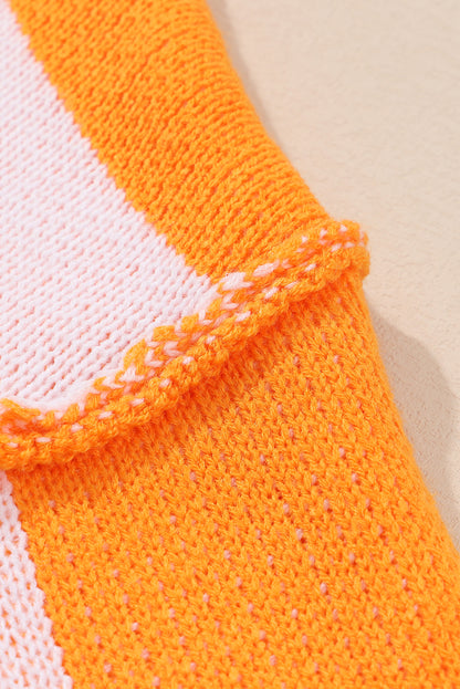 Stacey B's Orange Checkered Bishop Sleeve Sweater