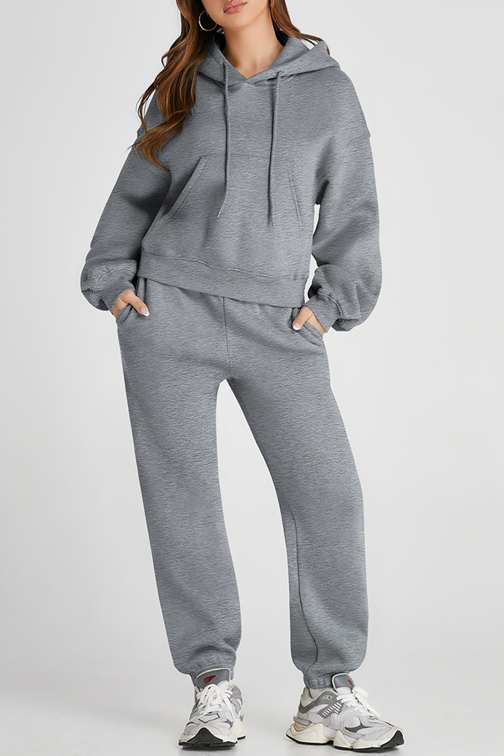 Stacey B's Dropped Shoulder Hooded Top and Pants Active Set