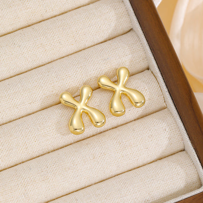 Stacey B's 18K Gold-Plated Bubble Letter Stud Earrings