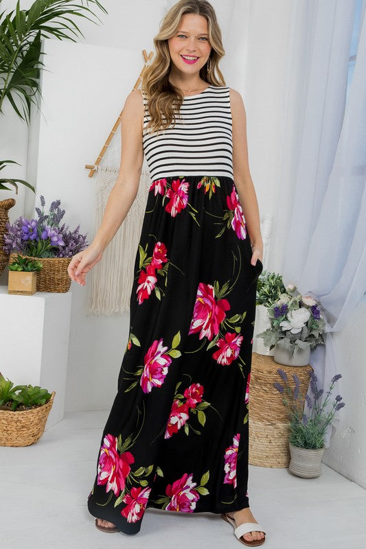 Stacey B's Plus Floral Mix Tank Maxi Dress