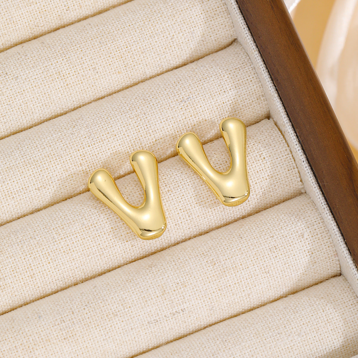 Stacey B's 18K Gold-Plated Bubble Letter Stud Earrings