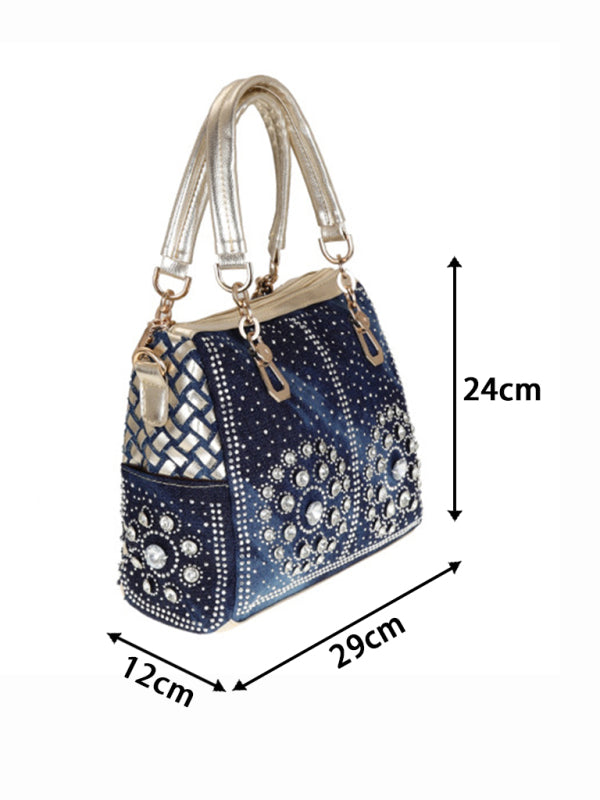 Stacey B's Denim bag canvas hand-held diamond shoulder crossbody bag tote bag