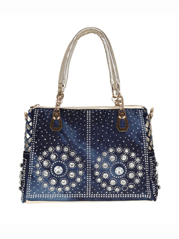 Stacey B's Denim bag canvas hand-held diamond shoulder crossbody bag tote bag