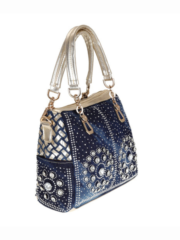 Stacey B's Denim bag canvas hand-held diamond shoulder crossbody bag tote bag