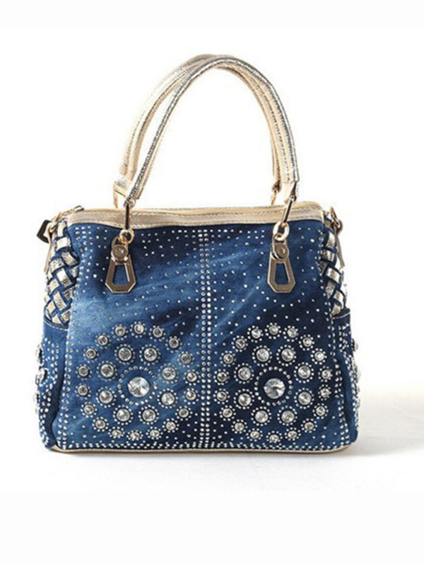 Stacey B's Denim bag canvas hand-held diamond shoulder crossbody bag tote bag