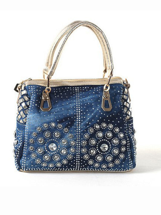 Stacey B's Denim bag canvas hand-held diamond shoulder crossbody bag tote bag