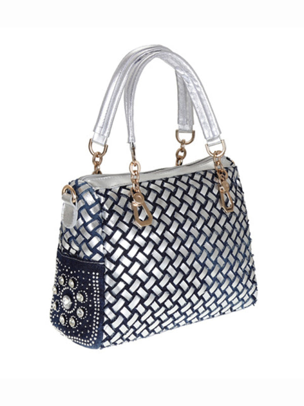 Stacey B's Denim bag canvas hand-held diamond shoulder crossbody bag tote bag