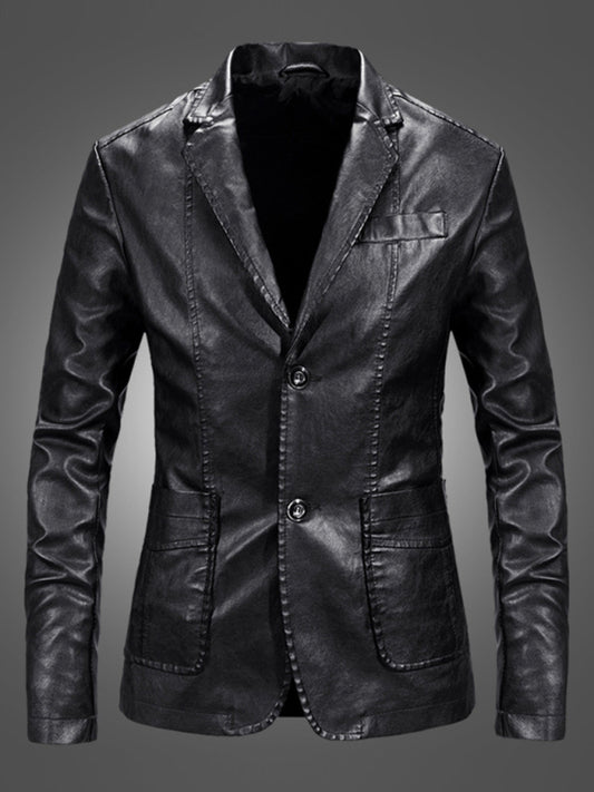 Stacey B's  Men's Warm Casual Slim Leather Leather Suit