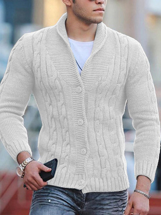 Stacey B's New Sweater Men's Knitted Cardigan Solid Color Slim Men's Jacket