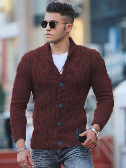 Stacey B's New Sweater Men's Knitted Cardigan Solid Color Slim Men's Jacket