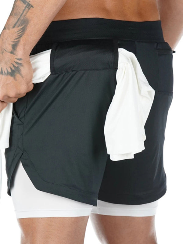 Stacey B's Men's athleisure fake two-piece shorts