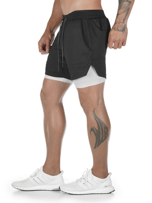 Stacey B's Men's athleisure fake two-piece shorts