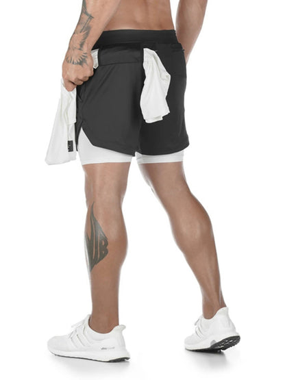 Stacey B's Men's athleisure fake two-piece shorts