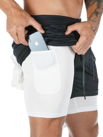 Stacey B's Men's athleisure fake two-piece shorts