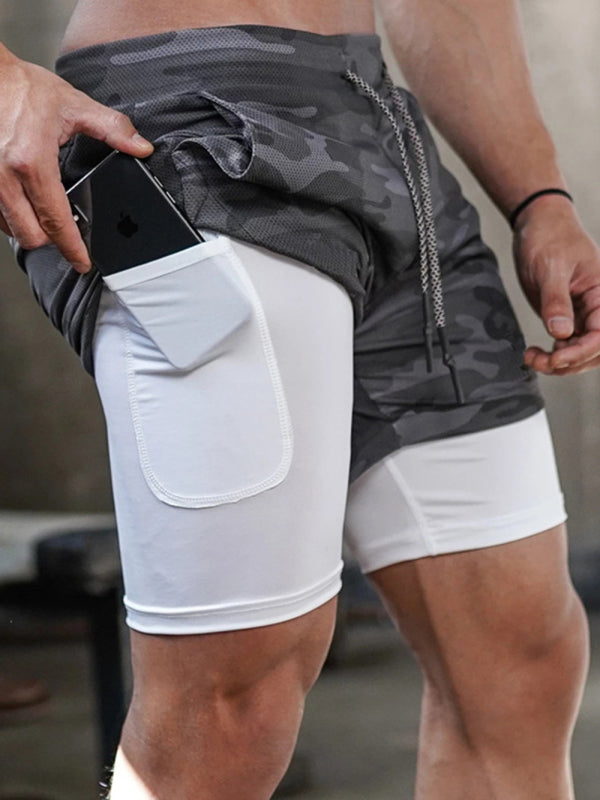 Stacey B's Men's athleisure fake two-piece shorts