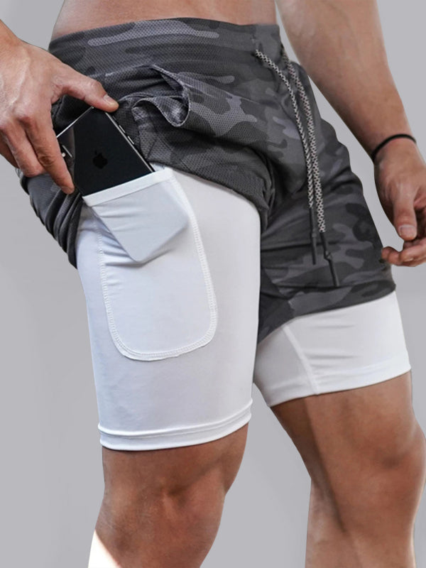 Stacey B's Men's athleisure fake two-piece shorts