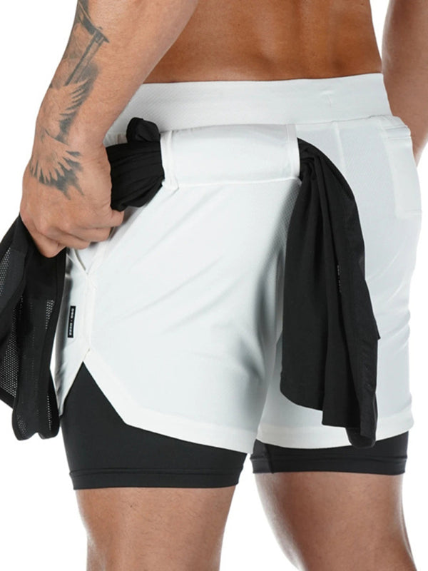 Stacey B's Men's athleisure fake two-piece shorts