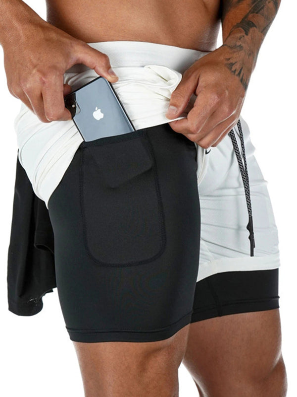 Stacey B's Men's athleisure fake two-piece shorts