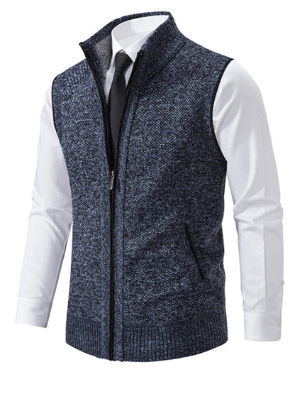 Stacey B's Men's stand collar sleeveless knitted casual thickened lining vest jacket