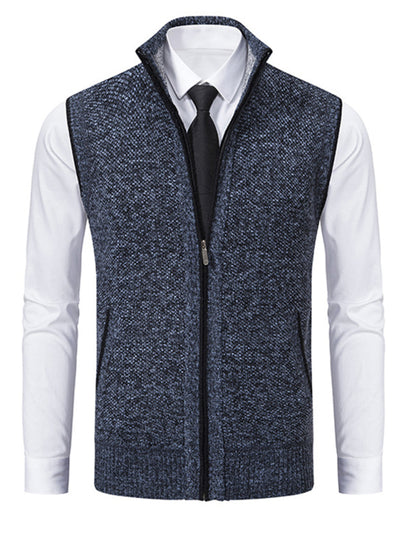 Stacey B's Men's stand collar sleeveless knitted casual thickened lining vest jacket