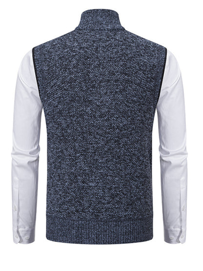 Stacey B's Men's stand collar sleeveless knitted casual thickened lining vest jacket