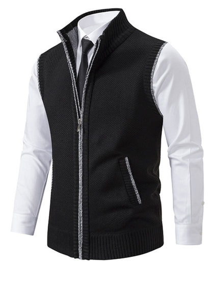 Stacey B's Men's stand collar sleeveless knitted casual thickened lining vest jacket