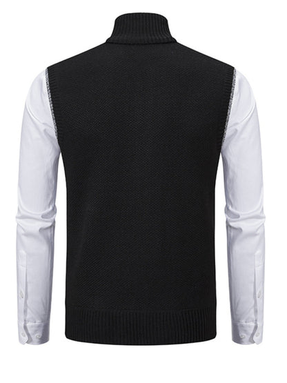Stacey B's Men's stand collar sleeveless knitted casual thickened lining vest jacket