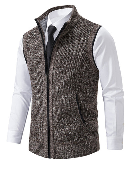 Stacey B's Men's stand collar sleeveless knitted casual thickened lining vest jacket