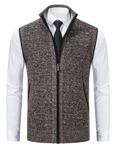 Stacey B's Men's stand collar sleeveless knitted casual thickened lining vest jacket
