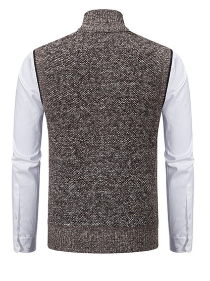 Stacey B's Men's stand collar sleeveless knitted casual thickened lining vest jacket