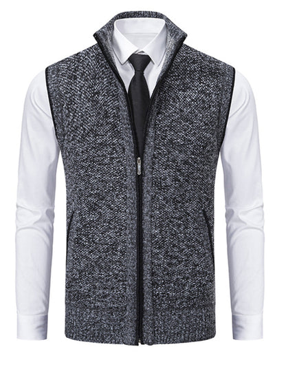 Stacey B's Men's stand collar sleeveless knitted casual thickened lining vest jacket