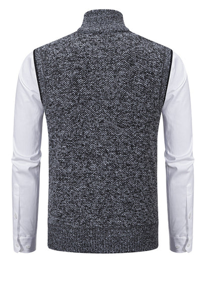 Stacey B's Men's stand collar sleeveless knitted casual thickened lining vest jacket