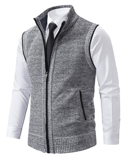 Stacey B's Men's stand collar sleeveless knitted casual thickened lining vest jacket