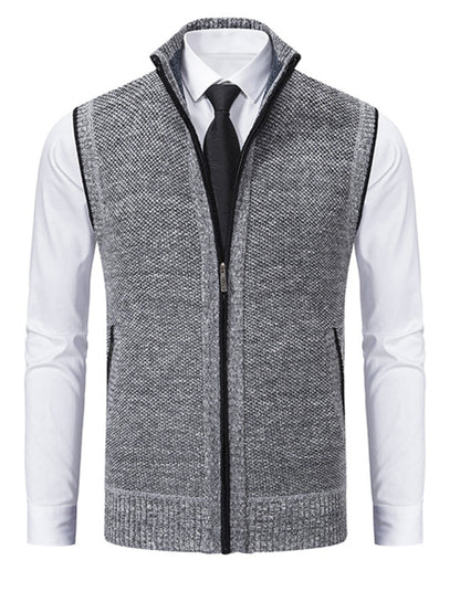 Stacey B's Men's stand collar sleeveless knitted casual thickened lining vest jacket