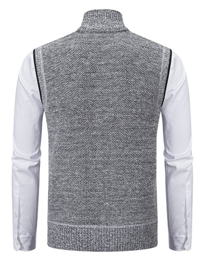 Stacey B's Men's stand collar sleeveless knitted casual thickened lining vest jacket