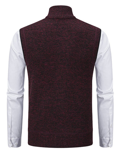 Stacey B's Men's stand collar sleeveless knitted casual thickened lining vest jacket