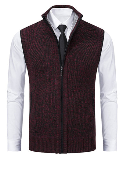 Stacey B's Men's stand collar sleeveless knitted casual thickened lining vest jacket