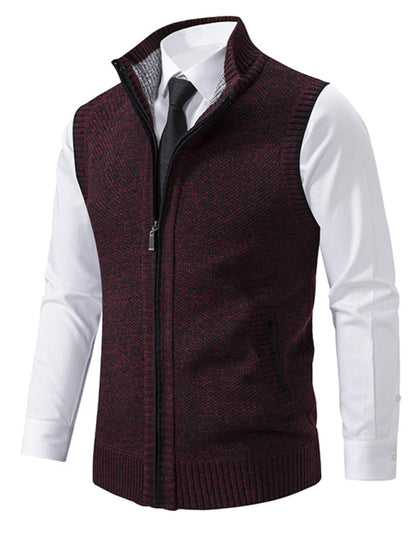 Stacey B's Men's stand collar sleeveless knitted casual thickened lining vest jacket