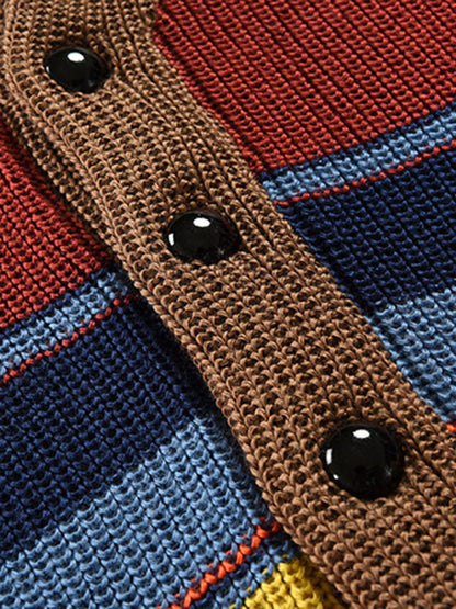 Stacey B's Men's Button Casual Color Striped Cardigan