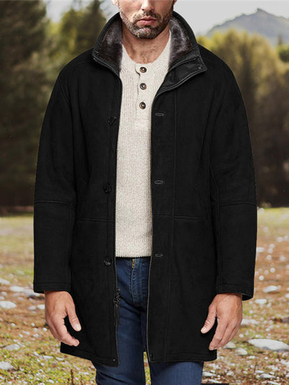 Stacey B's Men's mid-length loose zipper woolen coat