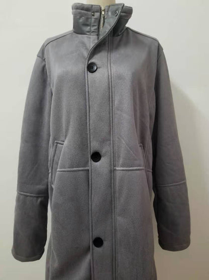 Stacey B's Men's mid-length loose zipper woolen coat