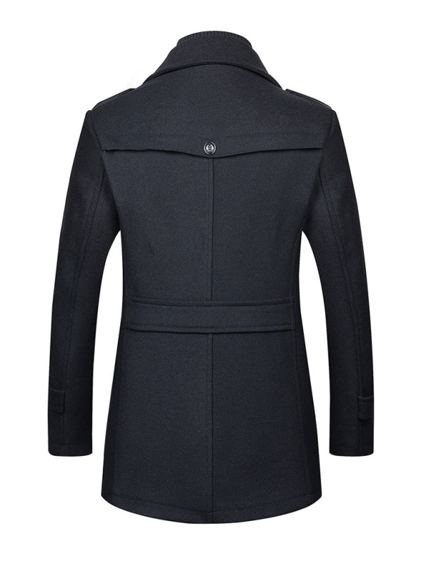 Stacey B's Men's wool zipper autumn and winter double collar coat