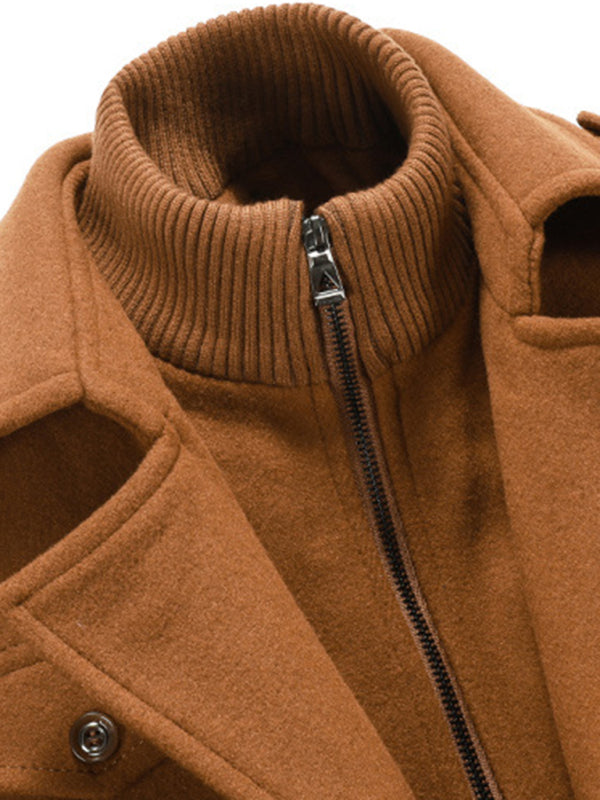 Stacey B's Men's wool zipper autumn and winter double collar coat