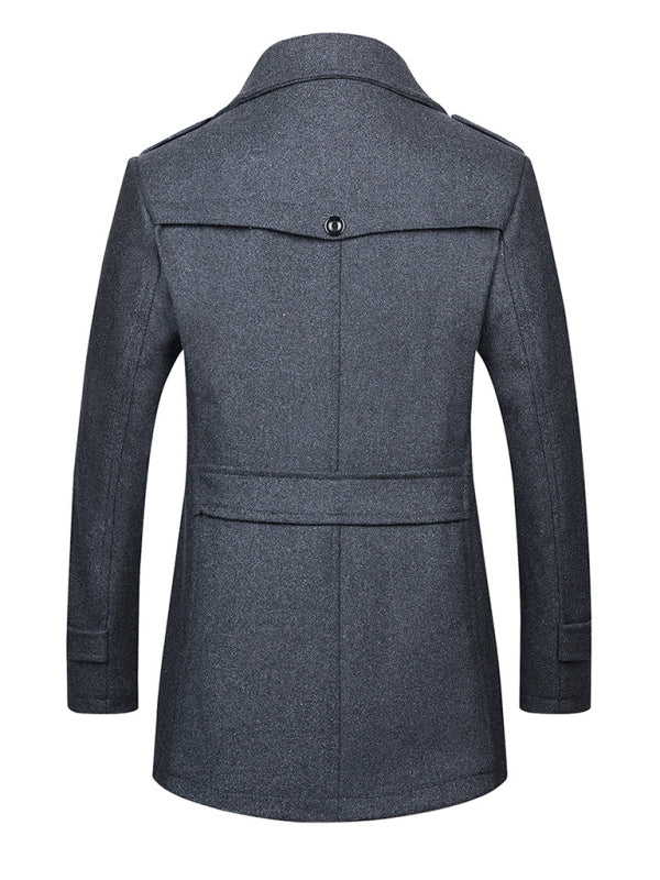 Stacey B's Men's wool zipper autumn and winter double collar coat