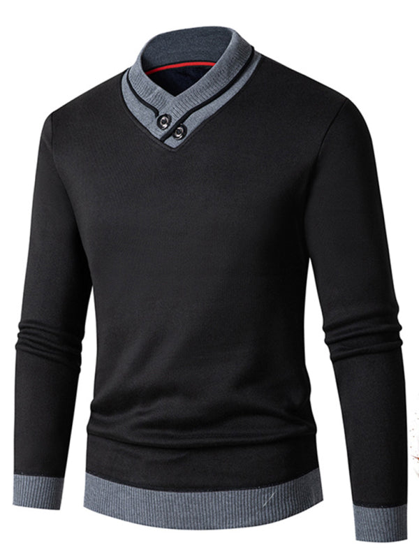 Stacey B's Men's new half turtleneck plus velvet slim long-sleeved sweater