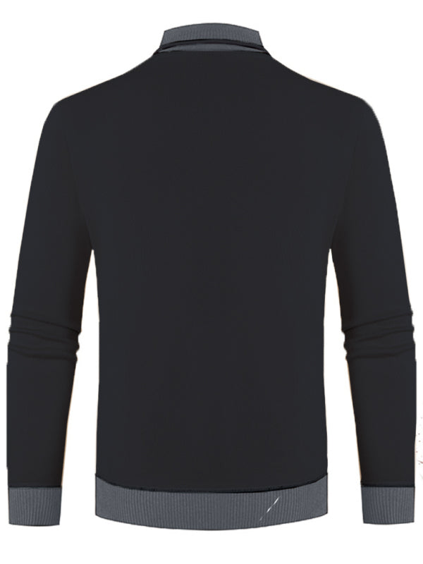 Stacey B's Men's new half turtleneck plus velvet slim long-sleeved sweater